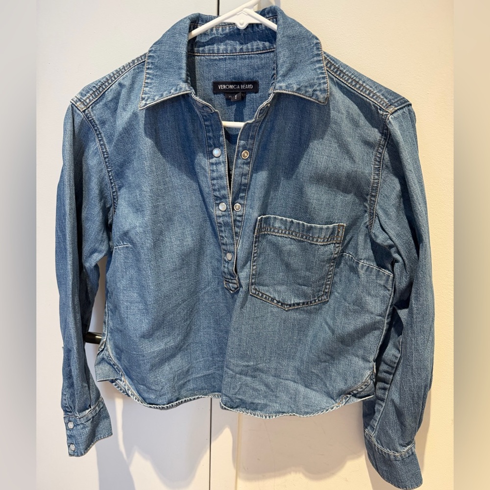 Veronica Beard Denim Popover Shirt XS